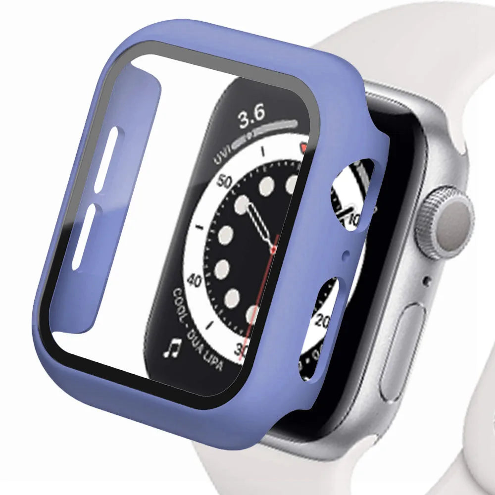 Tempered Glass+cover For Apple Watch Accessories 45mm 41mm 44mm 40mm 42mm Screen Protector Apple watch Case serie 9 4 5 6 SE 7 8