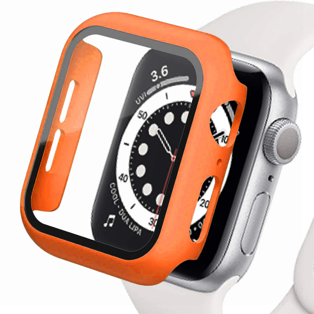 Tempered Glass+cover For Apple Watch Accessories 45mm 41mm 44mm 40mm 42mm Screen Protector Apple watch Case serie 9 4 5 6 SE 7 8